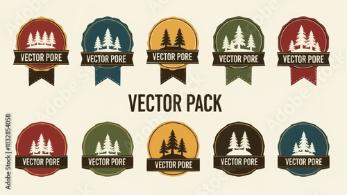 Collection of Vintage Forest Badges and Emblems Vector Pack.