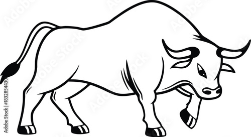Angry bull mascot silhouette isolated on transparent background
