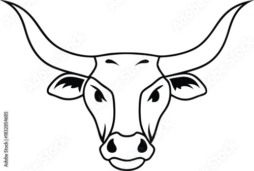 Minimalist fighting bull head silhouette isolated on transparent background