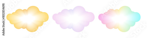 Soft glow gradient abstract blob shape vector elements with central sunburst rays, creating a bright, magical, ethereal light effect, perfect for celebration post social media or graphic design.