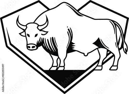 Sports team bull logo silhouette isolated on transparent background