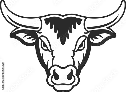 Strong bull head logo silhouette isolated on transparent background