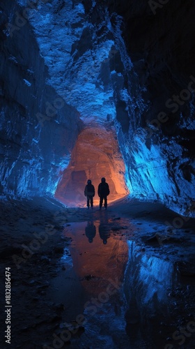 Exploring the lit cave with light reflections