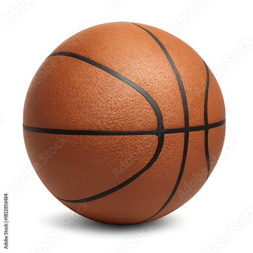 Classic orange basketball ball on transparent background