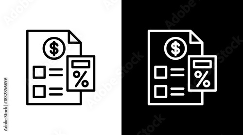 Budget Planning  White Icon Set Design