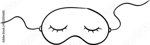  sleep mask doodle hand drawn icon. Outline drawing sleeping night mask