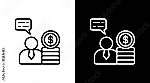 Financial Advisor  White Icon Set Design