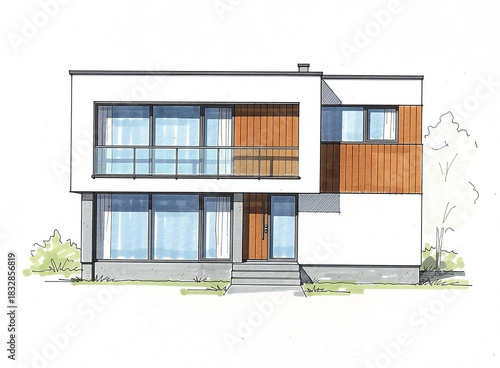 Architectural project exclusive detached house.. sketch of house