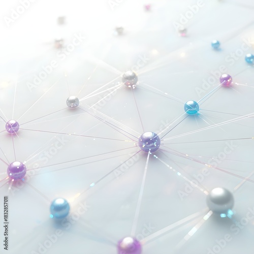 Futuristic AI network lines connecting nodes on clean white background, minimal vector style