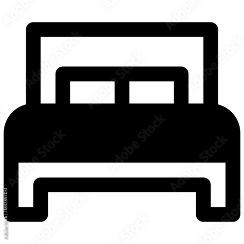Bedroom. Outlined stroke vector icon with black-filled details.