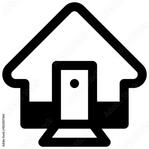 House. Outlined stroke vector icon with black-filled details.