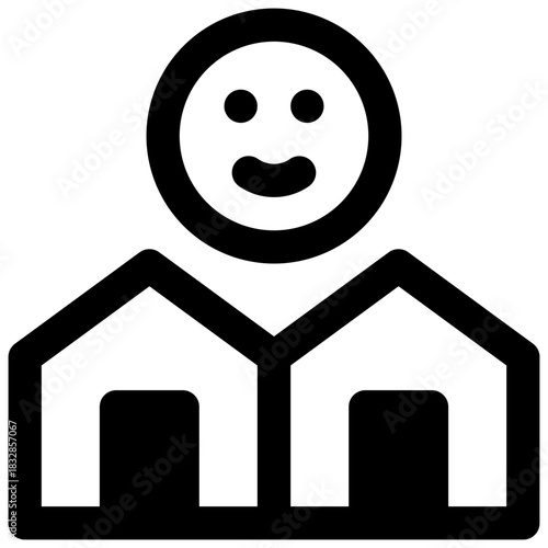 Good neighbourhood. Outlined stroke vector icon with black-filled details.