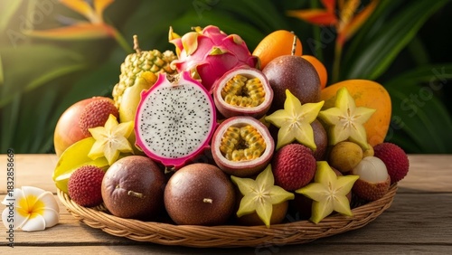 A Vibrant Assortment of Exotic Tropical Fruits