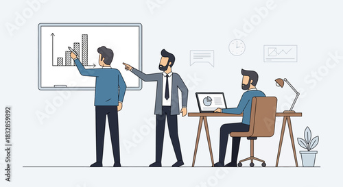Business team analyzing growth chart during office meeting presentation