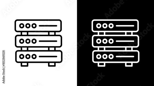 Server Rack  White Icon Set Design