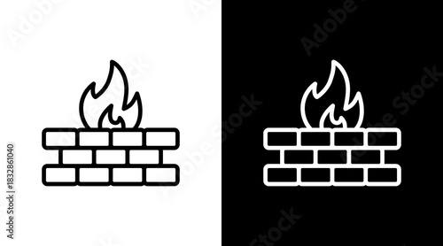 Firewall  White Icon Set Design