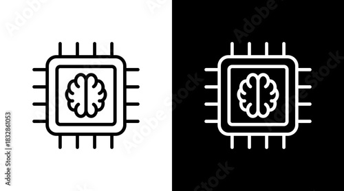 Ai Chip  White Icon Set Design