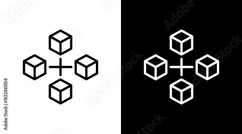 Blockchain  White Icon Set Design