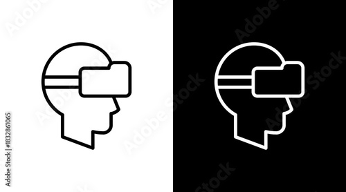 Virtual Reality  White Icon Set Design