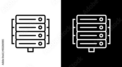 Data Center  White Icon Set Design