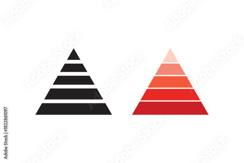 5 Levels of triangular pyramid. Maslow layer diagram. Development level infographic. Business graph. Vector illustration isolated on white background.