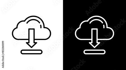 Cloud Download  White Icon Set Design