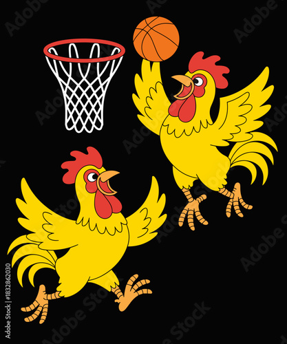 Funny Rubber a Chicken Playing Basketball Dunking Player