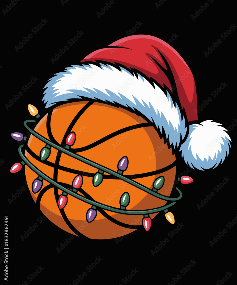 Obraz premium Basketball Christmas Boy Apparel, Funny Santa Sport