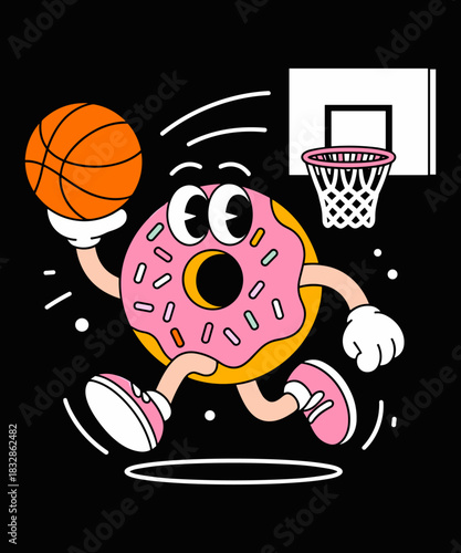 Funny Donut Dunking Basketball Food Champ Sports Donut