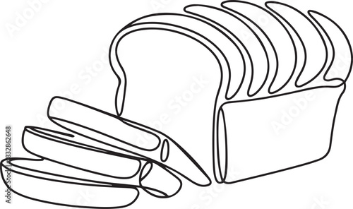 bread continuous one line drawing, bread one line drawing, Sliced wheat bread one line continuous drawing. one line Icon drawing