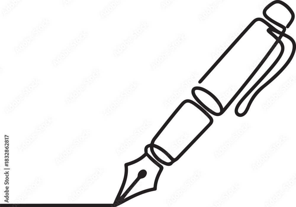 Fototapeta premium Pen icon continuous one line drawing Minimalist outline vector design. one line Icon drawing