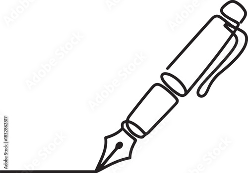  Pen icon continuous one line drawing Minimalist outline vector design. one line Icon drawing