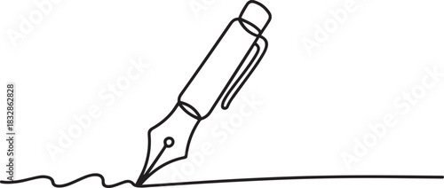  Pen icon continuous one line drawing Minimalist outline vector design. one line Icon drawing