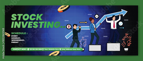 Dynamic stock market growth and investment concept with upward arrows