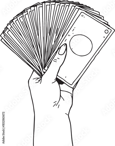 Monochrome Female Hand Holding a Fan of Dollar Banknotes
