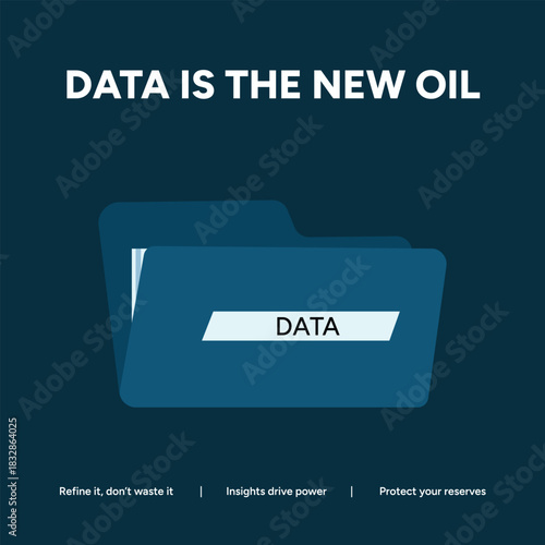 Conceptual graphic illustrating data as the new oil with a folder icon