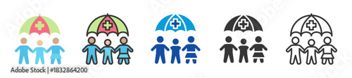 family coverage icon set multi style various collection