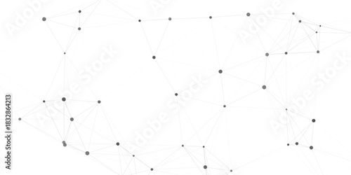 Minimal Line Connection Structure with Dots, Geometric Wireframe Abstract Network Polygon Mesh Background Modern Digital Tech Pattern, Light Monochrome Scientific Visualization Design.