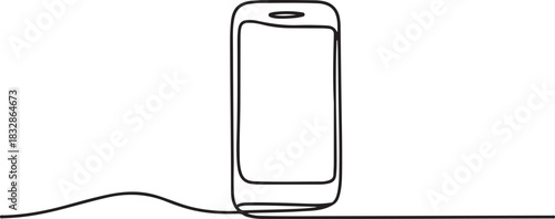 Continuous line drawing of smartphone. Phone icon. Vector illustration. one line Icon drawing