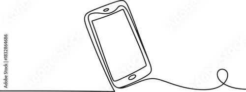 Continuous line drawing of smartphone. Phone icon. Vector illustration. one line Icon drawing