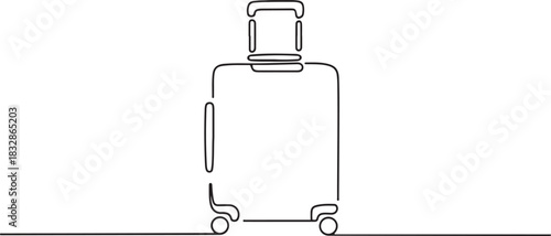 Continuous One-Line Drawing of a Travel Bag - Minimalist Luggage Art. one line Icon drawing