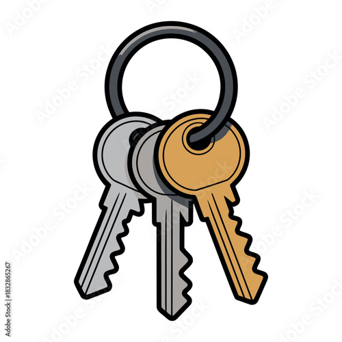 A set of three keys hangs from a metal keyring, symbolizing access and security.