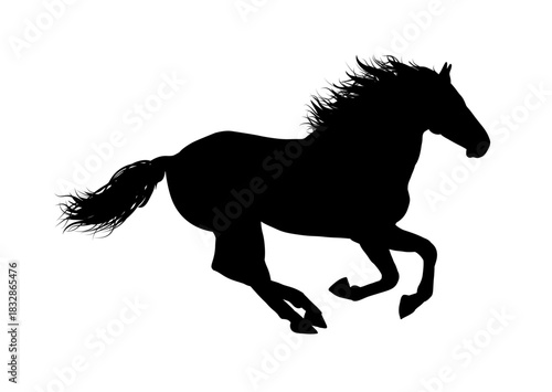 Silhouette of a running horse, side view—vector illustration	