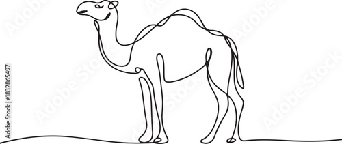 Eid ul adha concept camel Continuous one line art. one line Icon drawing