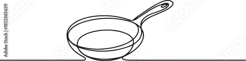 Frying pan icon continuous single line drawing vector. One-line frying pan icon vector background. Frying pan icon. One outline of a frying pan icon. one line Icon drawing