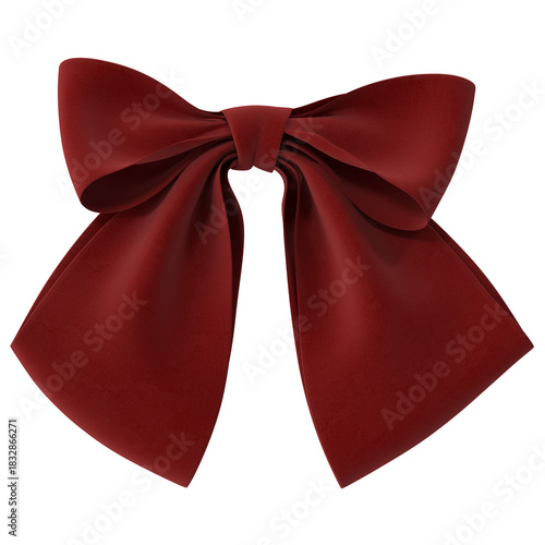 Elegant burgundy bow isolated on white background for festive designs