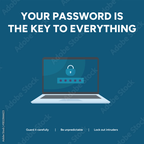 Laptop screen showing password entry with security padlock icon