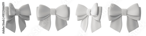 Elegant white bows isolated on a white background, perfect for design elements