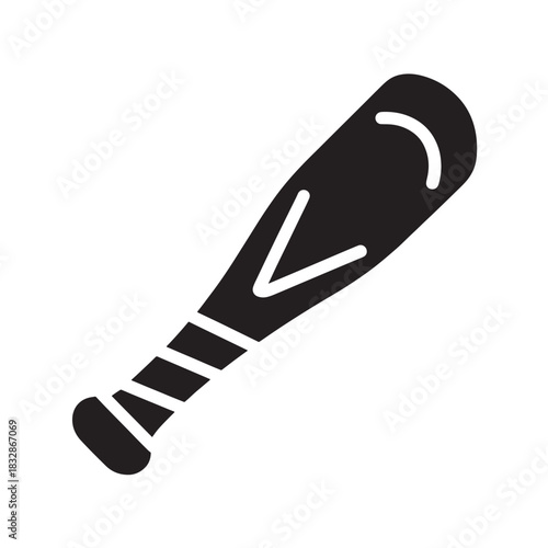 Baseball bat icon simple black glyph vector illustration isolated on white background for sports equipment design