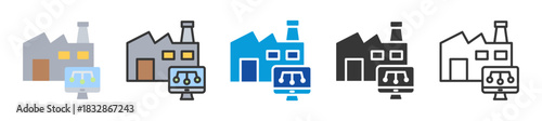 factory system icon set multi style various collection